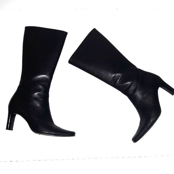 Brighton Shoes - Brighton Calf High Boots Heels 7M Sheila Italy